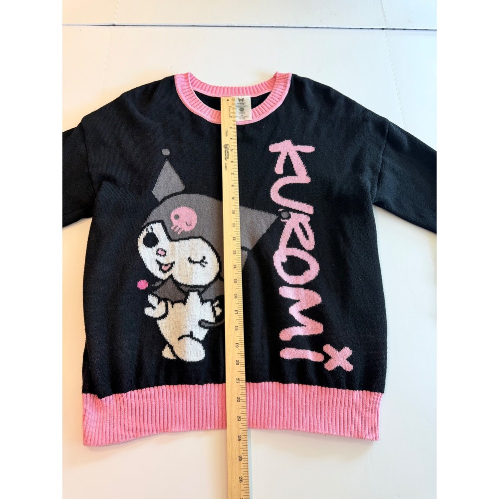 Sanrio Kuromi Knit Sweater XL Black Pink Hybrid Apparel Graphic Crewneck - Picture 5 of 7